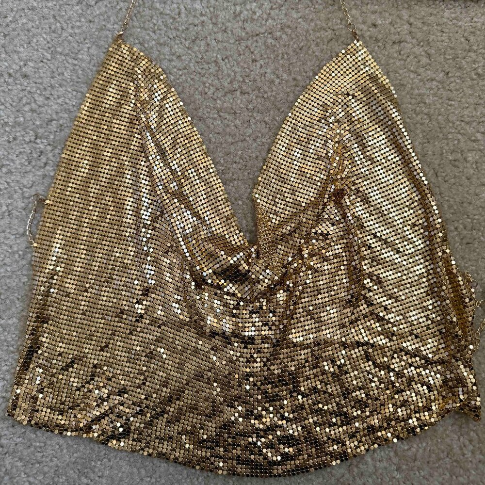 Gold Chainmail Backless Top